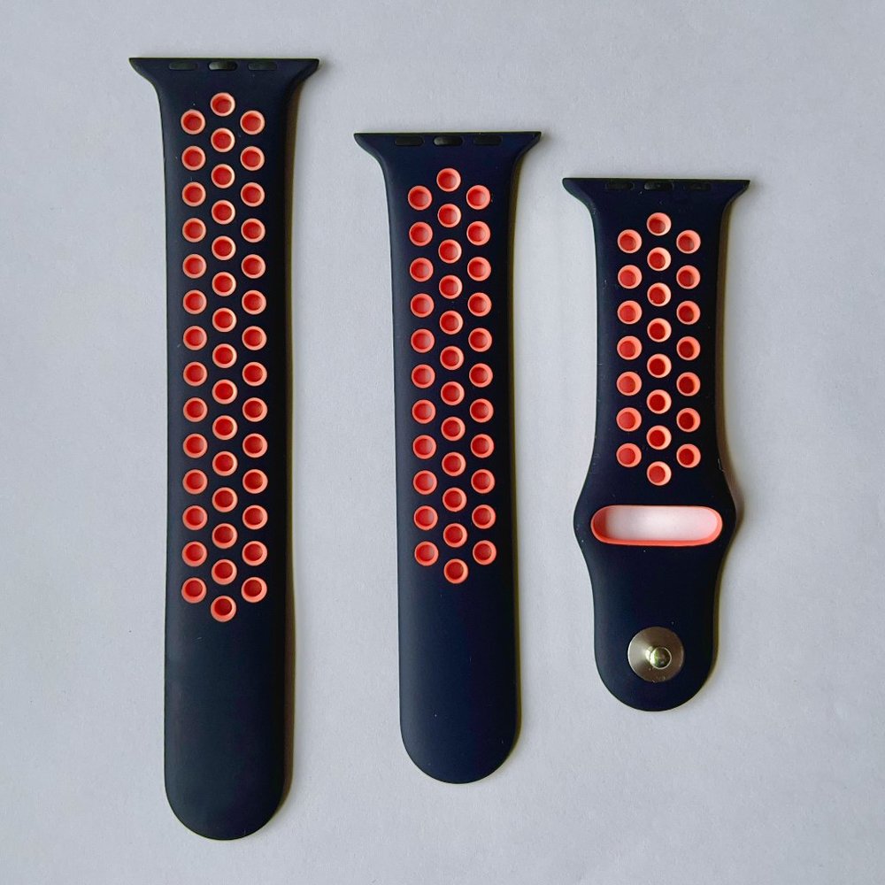 Genuine/OEM Apple Watch Blue Black/Bright Mango Nike Band 42/44/45mm